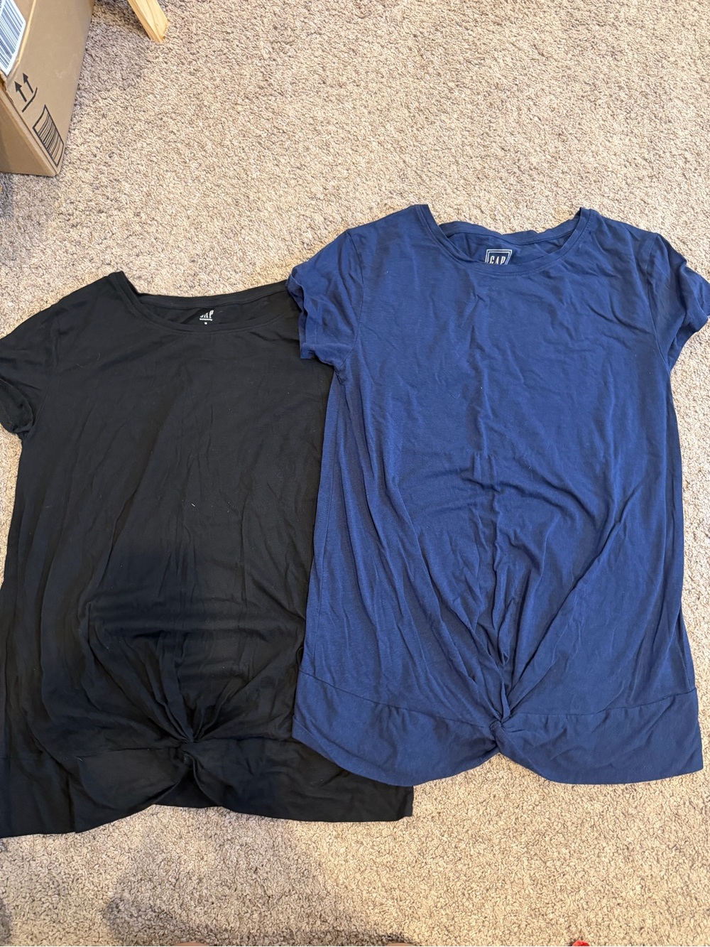 Maternity Twist Front Tee Pair - Black & Navy